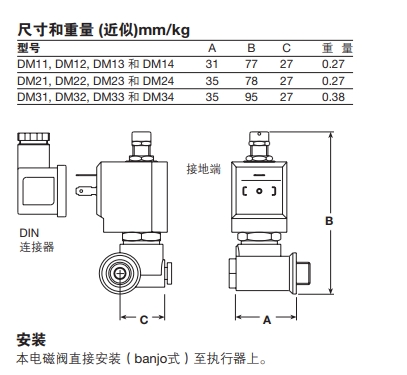 斯派莎克DM型电磁阀尺寸重量