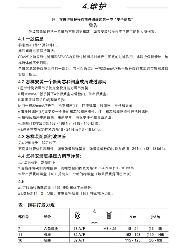 斯派莎克SRV2S减压阀维护步骤