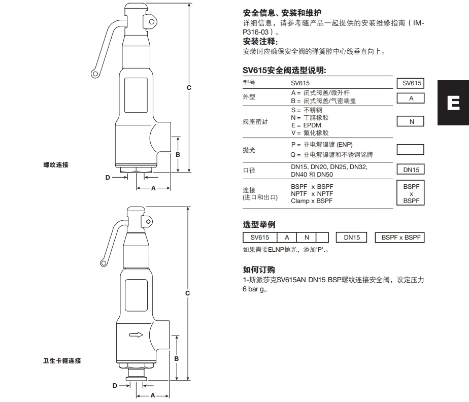 斯派莎克SV615安全阀铭牌详细图