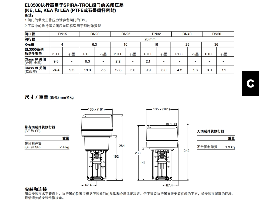 斯派莎克EL3500电动执行器尺寸参数