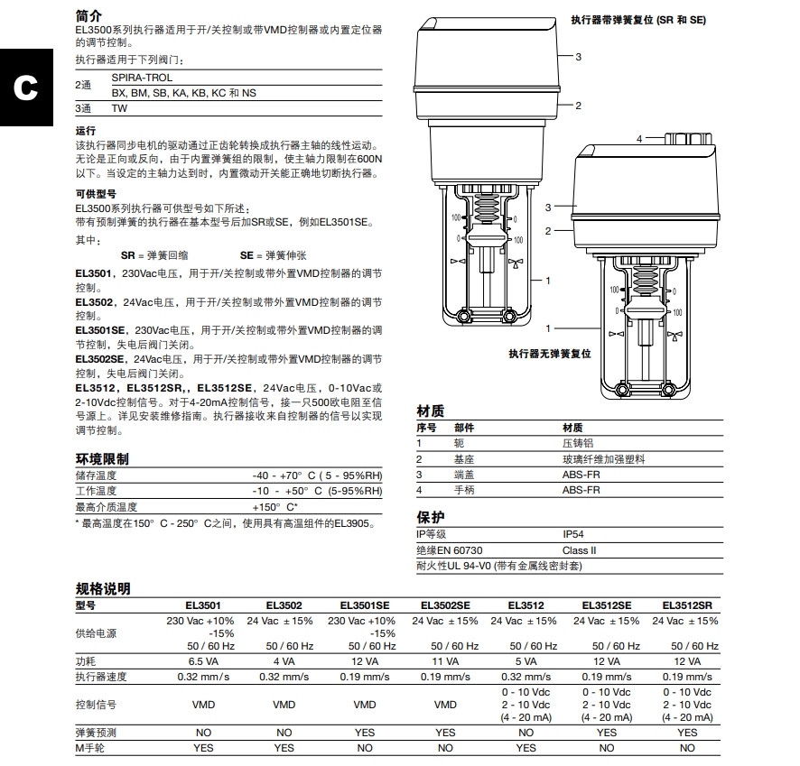 斯派莎克EL3500电动执行器材质结构