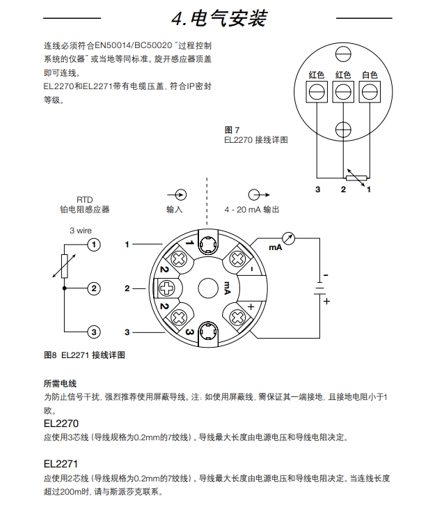 斯派莎克EL2270 和EL2271温度感应器电气安装方法