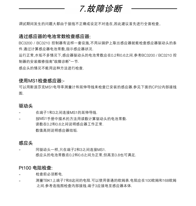 斯派莎克CP32电导率感应器故障诊断
