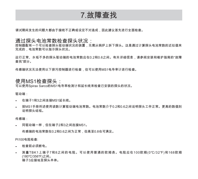 斯派莎克CP42电导率感应器故障查找