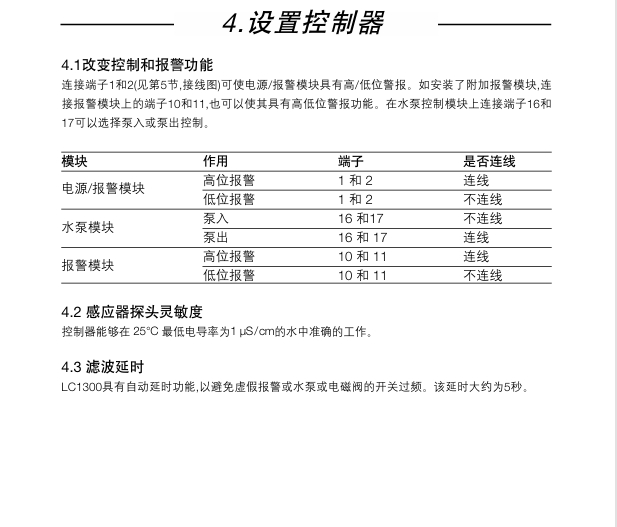 斯派莎克LC1300液位控制器设置方法